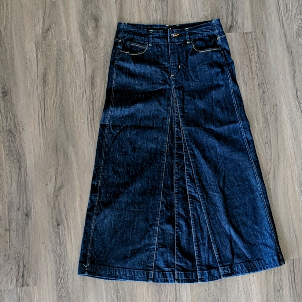 Long denim skirt